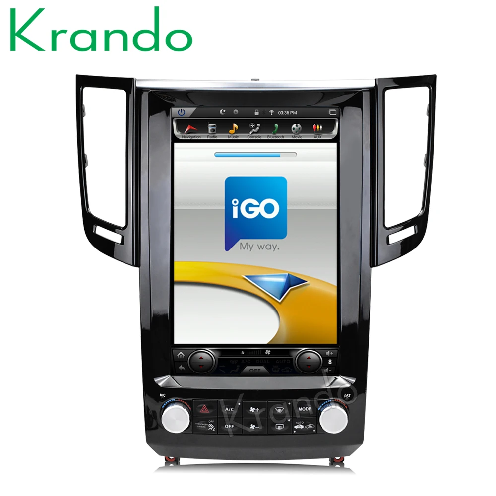 Clearance Krando Android 6.0 12.1" Tesla Vertical car audio radio player for Infiniti QX70 FX25 FX35 FX37 gps navigation multimedia system 5