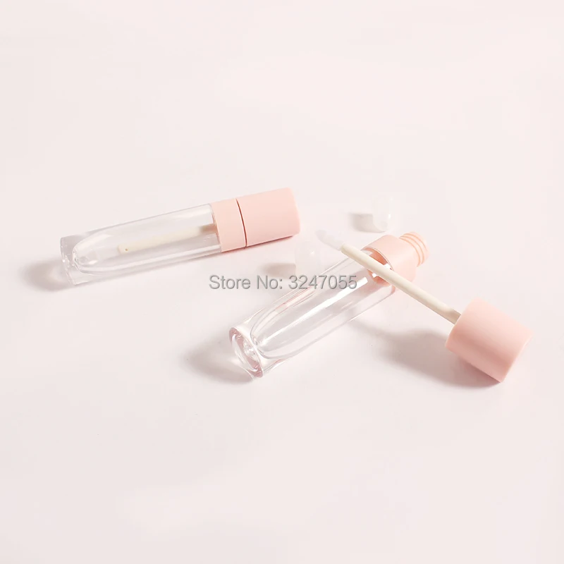 

Clear Round Plastic Cosmetic Lipgloss Container, Empty Transparent Lipstick Tube with Pink Lid, Lip Gloss Refillable Bottle