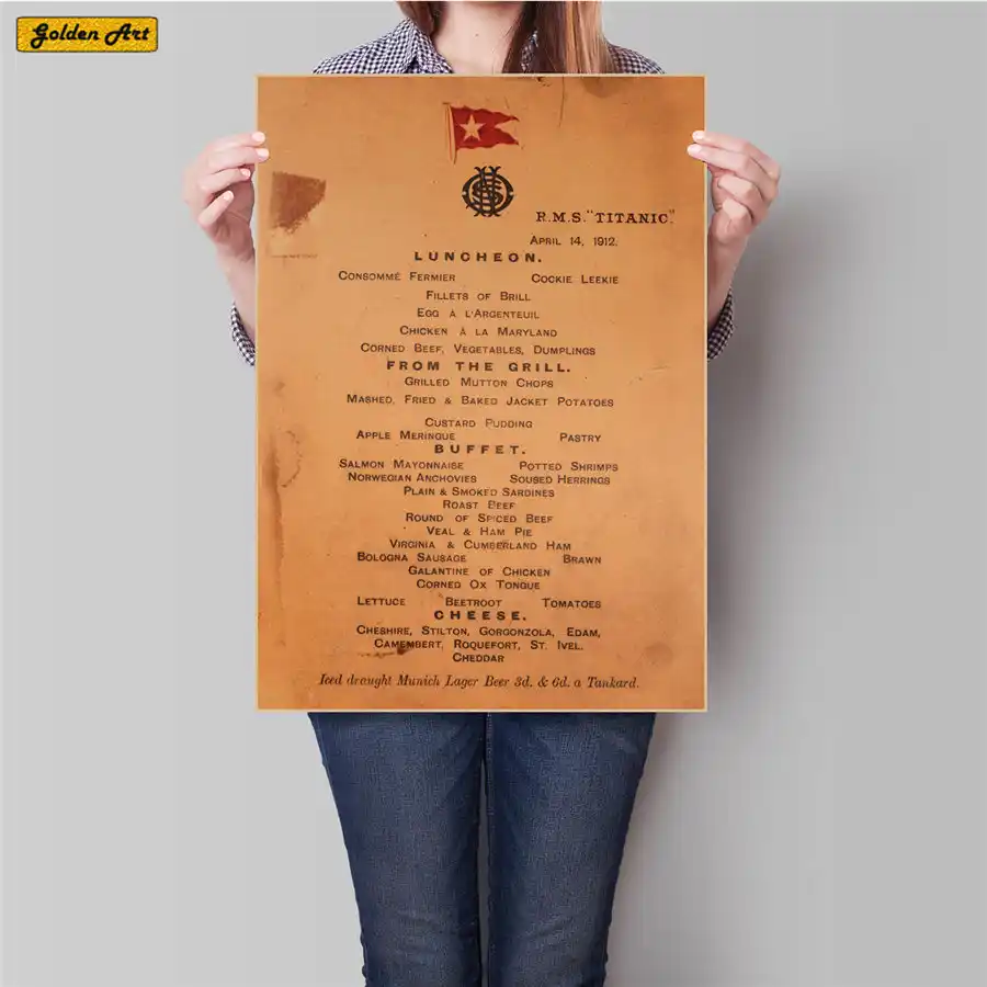 Titanic Movie Poster Lunch Menu Vintage Print Painting