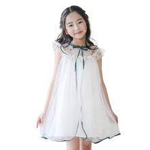 Белые кружевные платья с цветочным узором для девочек от 6 до 14 лет, платье для выпускного с коротким рукавом и оборками для девочек-подростков детские платья