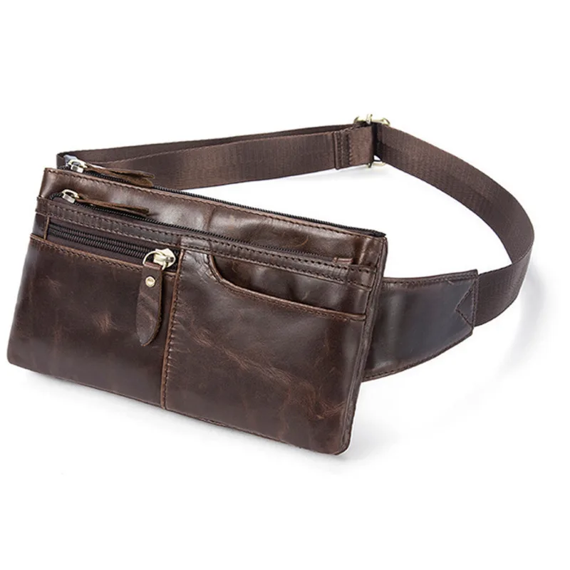 

Genuine Leather Male Cowhide Leather Waist Bag Large Capacity Single Shoulder Satchel Chest Pack Bags Vintage 637-40