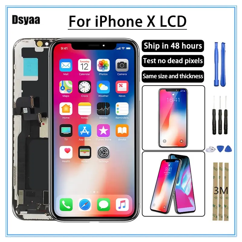 100% Tested Good Working For iPhone X  LCD Display Touch Screen Digitizer Replacement Parts 5.85 inch For iPhone X LCD