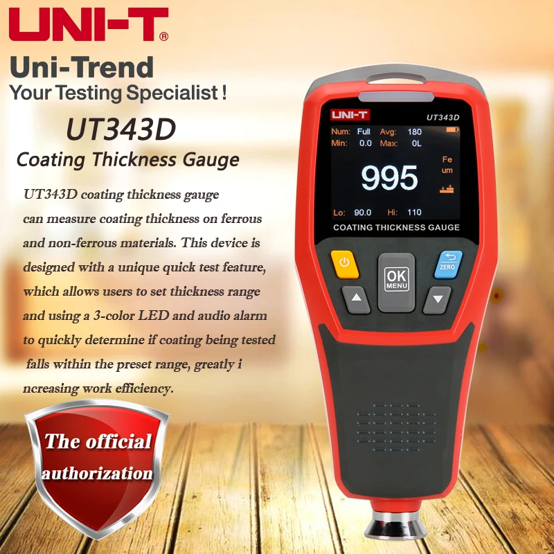 Unit Ut343d Coating Thickness Gauge; 500 Sets Of Data Storage / Usb