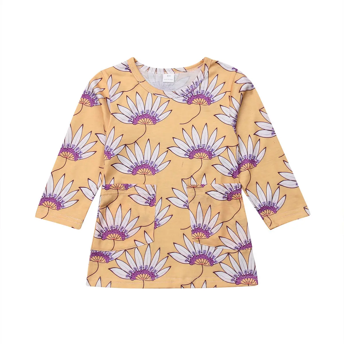

0-5Y Toddler Kids Baby Girl Long Sleeve A-line Floral Dress Princess Girls Pageant Party Dresses Sundress Clothes