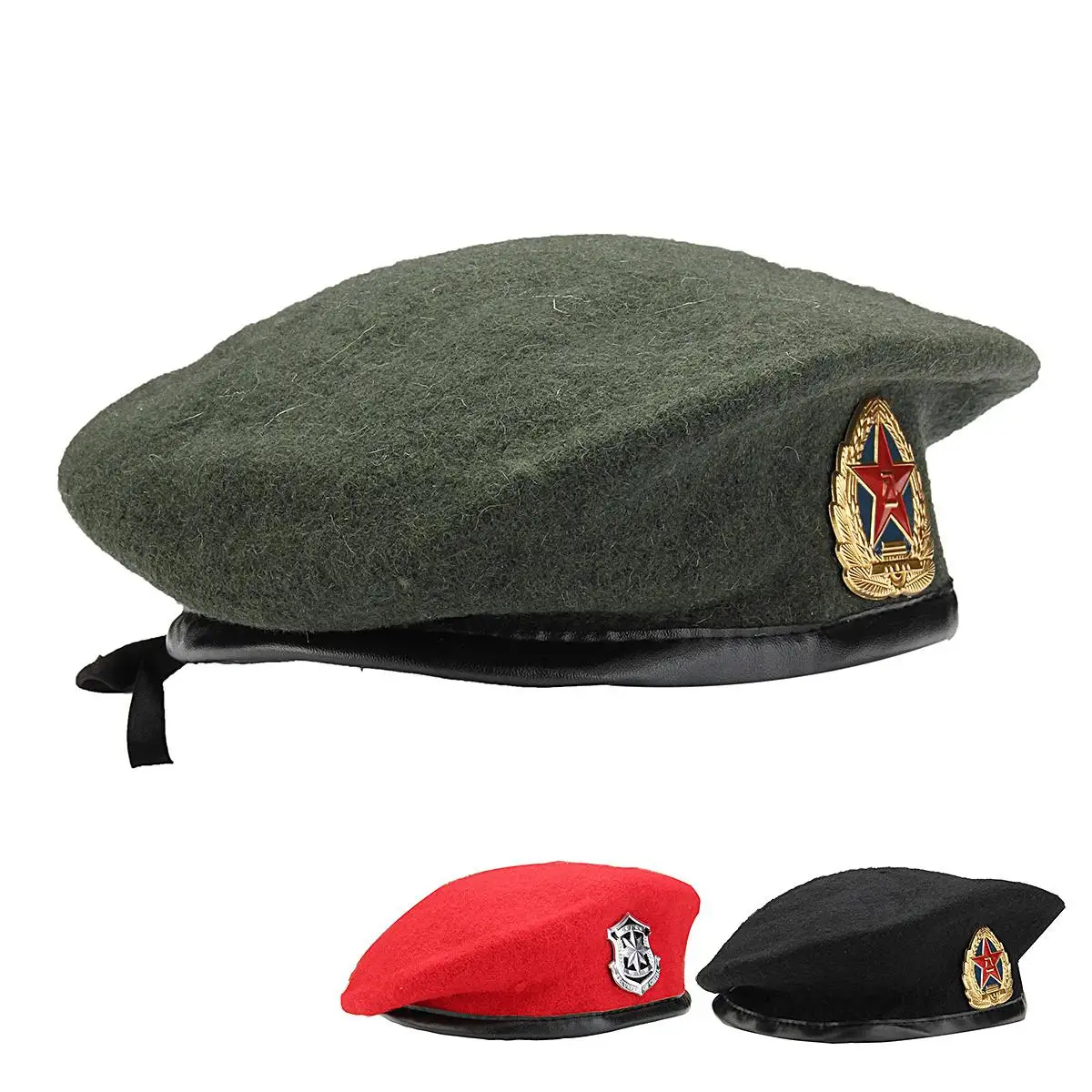 

New Unisex Military Cap Without Badge Solider Army Hat Man Woman Wool Vintage Beret Beanies Caps Winter Warm Hat Cosplay Hats