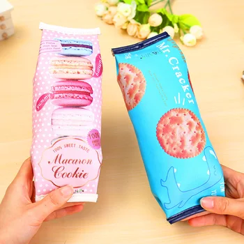 

kawaii Macaron Cookie pencil case PU leather school pencil bag for girl stationery estojo escolar school supplies