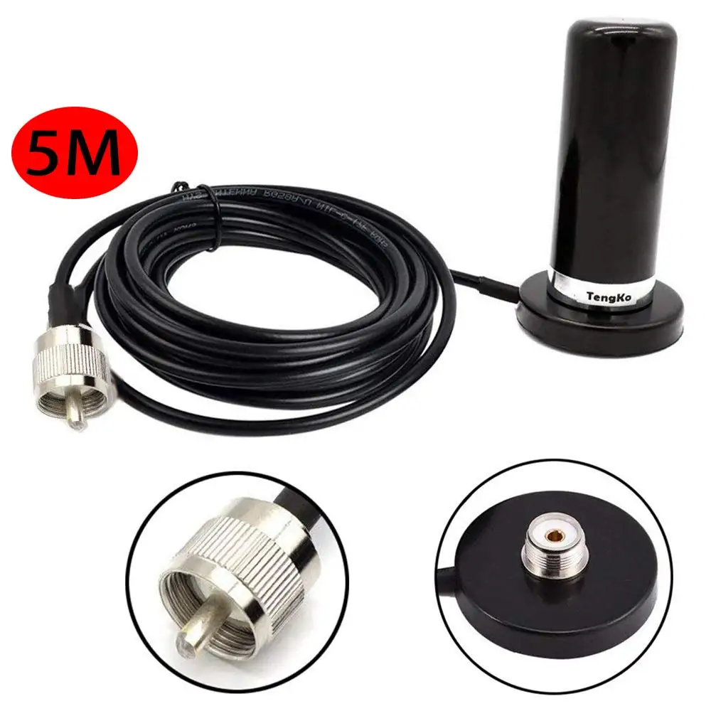 

Walkie Talkie Car Radio Dual Band VHF UHF Antenna PL259 5M Coaxial Cable Magnetic Mount Base and SMA-F SMA-M BNC Connector