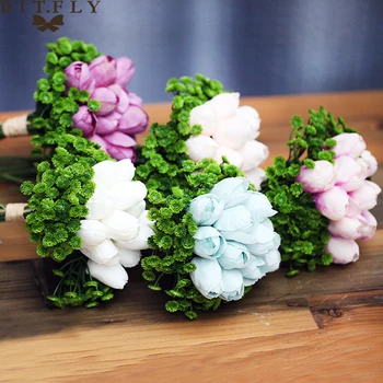 

12 Head Tulip Artificial Silk Flower Bouquet Wedding Decoration Flowers Home Table Decoration Tulip Flower Bouquet Party DIY
