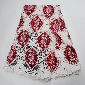 

African guipure velvet lace fabric 2019 high quality chemical cord lace stones pearls embroidered beaded Nigerian lace fabrics