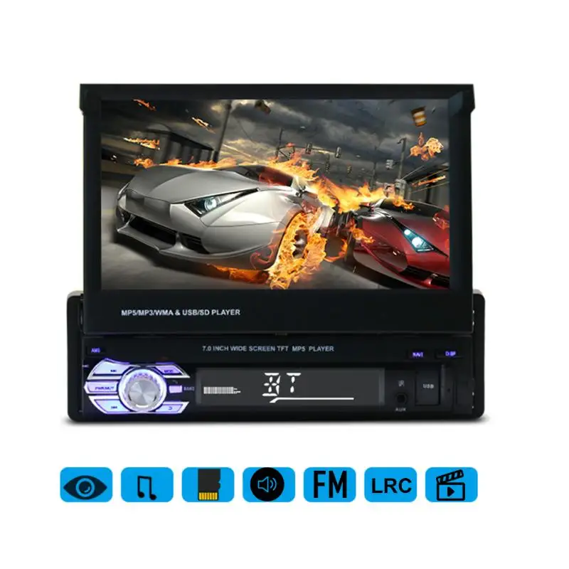 

VODOOL DC 12V Universal 7 inch Telescopic LCD Screen Car MP5 Player Handsfree Bluetooth MP3 Audio Video Player Reversing Monitor