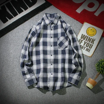 

Spring New Plaid Shirt Men Fashion Trend Wild Casual Shirt Man Streetwear Loose Long-sleeved Shirt Male Clothes Large Size