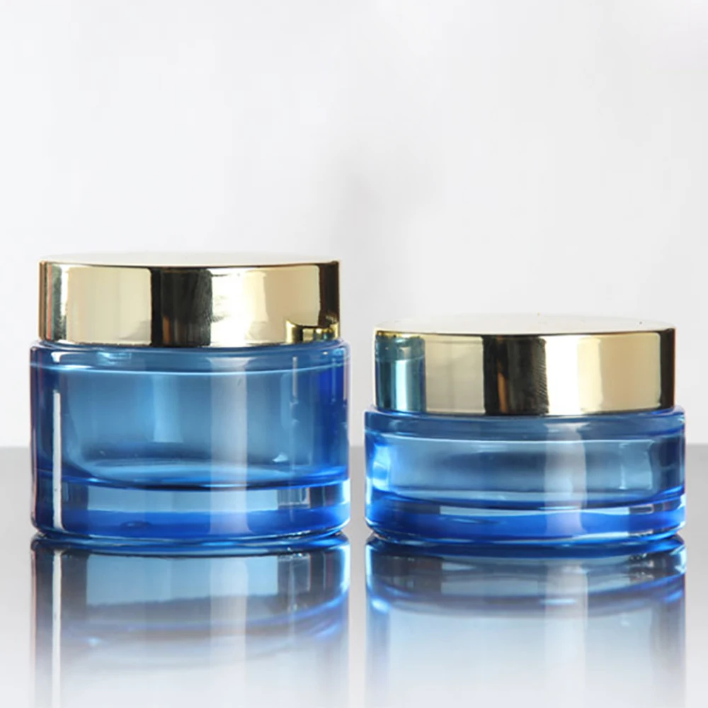 Download 50pcs 30g Empty Blue Glass Jar For Cream Wholesale 30g Cosmetic Cream Jar With Gold Screw Lid Refillable Bottles Aliexpress