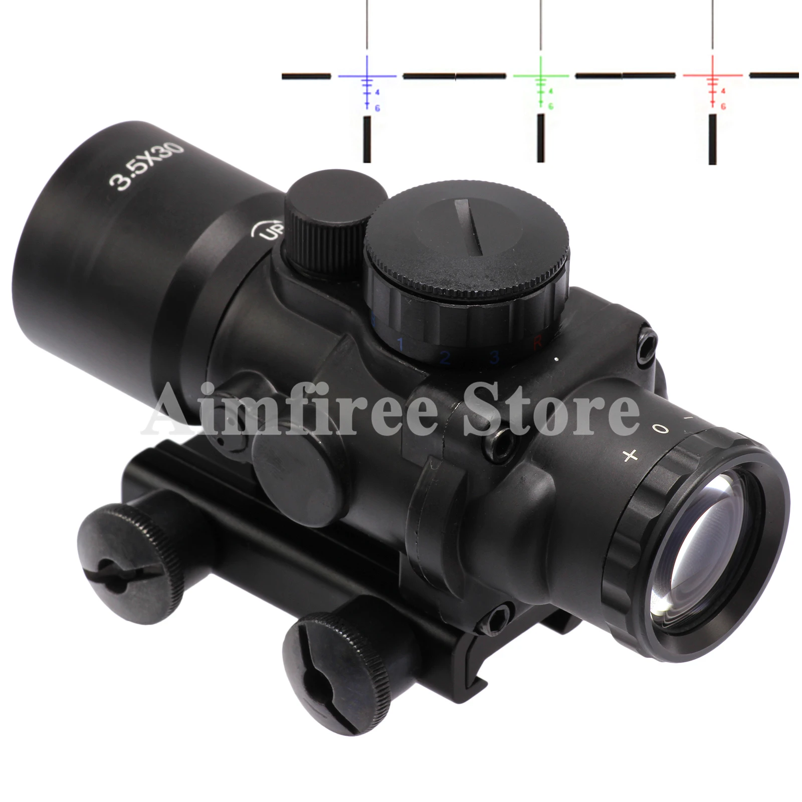 

Riflescope 3.5X30 RGB Fiber Optics Green Laser Sight Red Dot Tri-Illuminated Combo Compact Scope