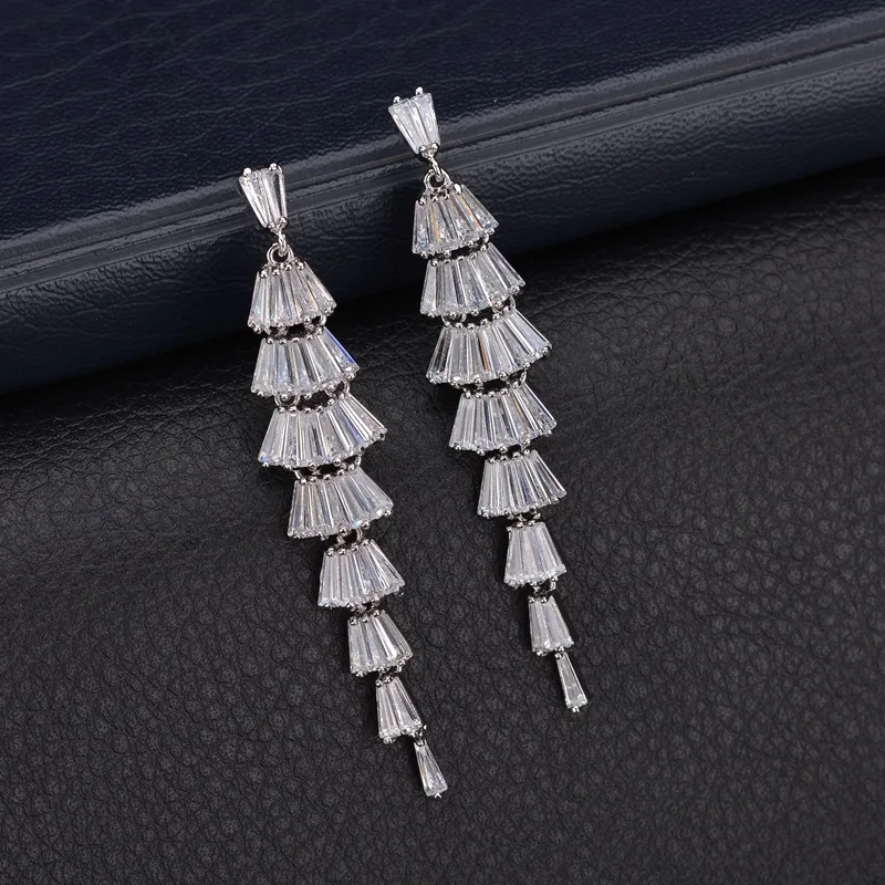 Fan Shaped Geometric Dangle Earrings For Women Long Earring Luxury