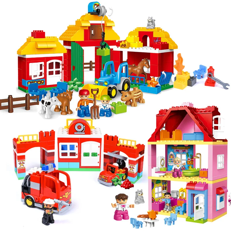 

Big Size Holiday Farm Duploe Building Blocks Blocks Toys Compatible Legoed Duplo City Blocks Toys Secret House Toys For Children