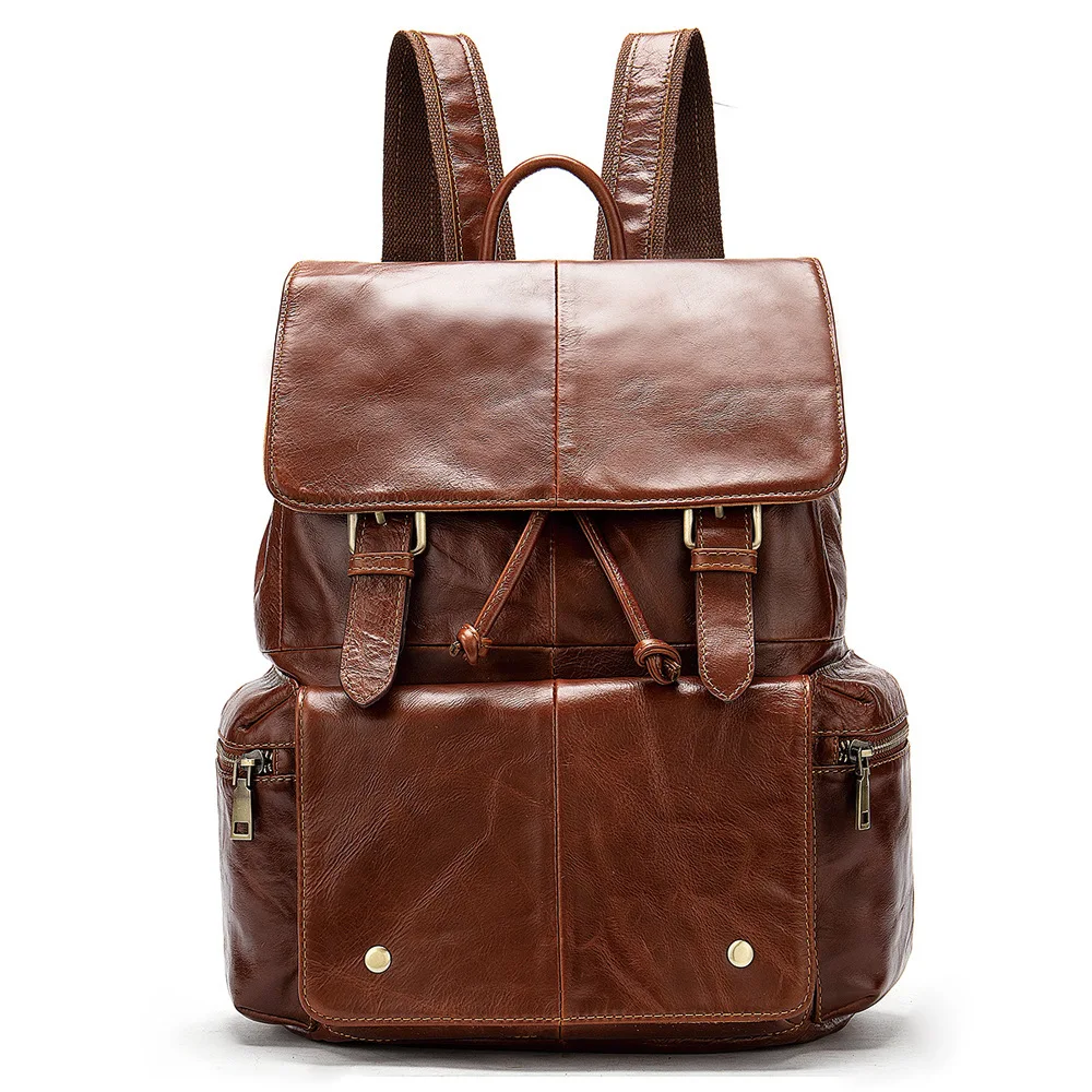 

Brand Genuine Cow Leather Men's Travel Backpack Fashion Square Design Men's Laptop Bag Casual Men's School Backpack