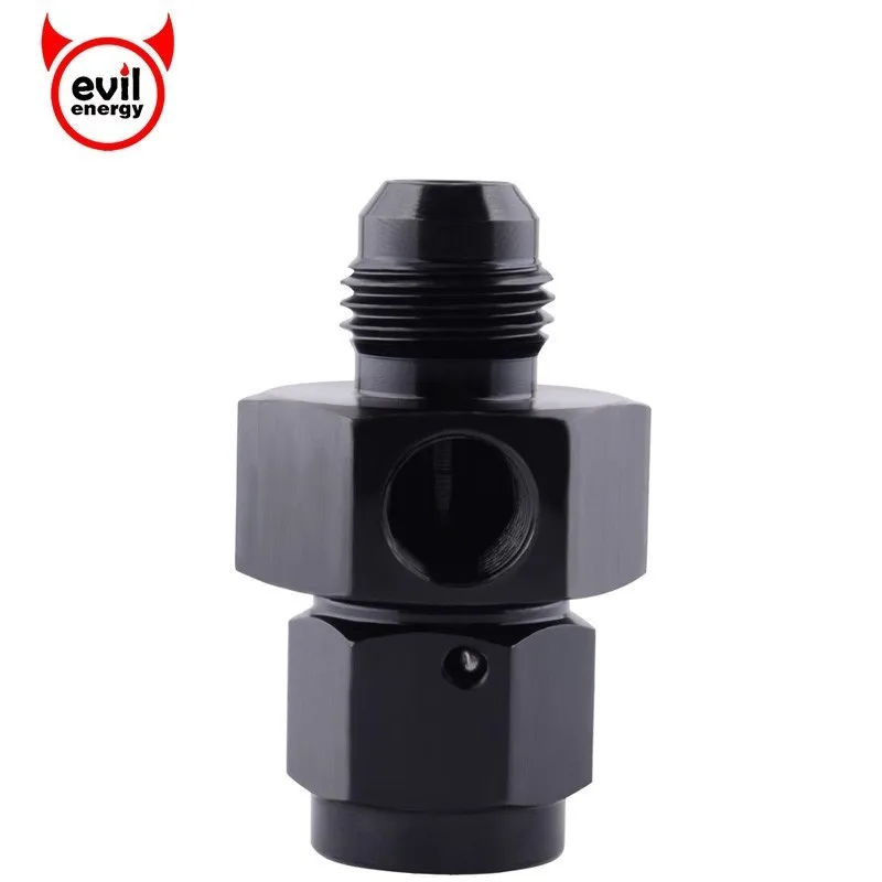 6AN 6-AN Male To 1//4 NPT Pressure Gauge Adapter With 1//8 NPT Port Black