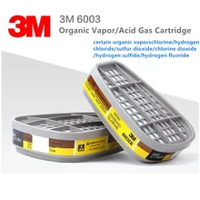 3M 6003 Organic Vapors Acid Gas Mask Cartridge Filters Anti Dust Paint Cleaning Pesticide Fit 6200 7502 6800 Gas Respiratory
