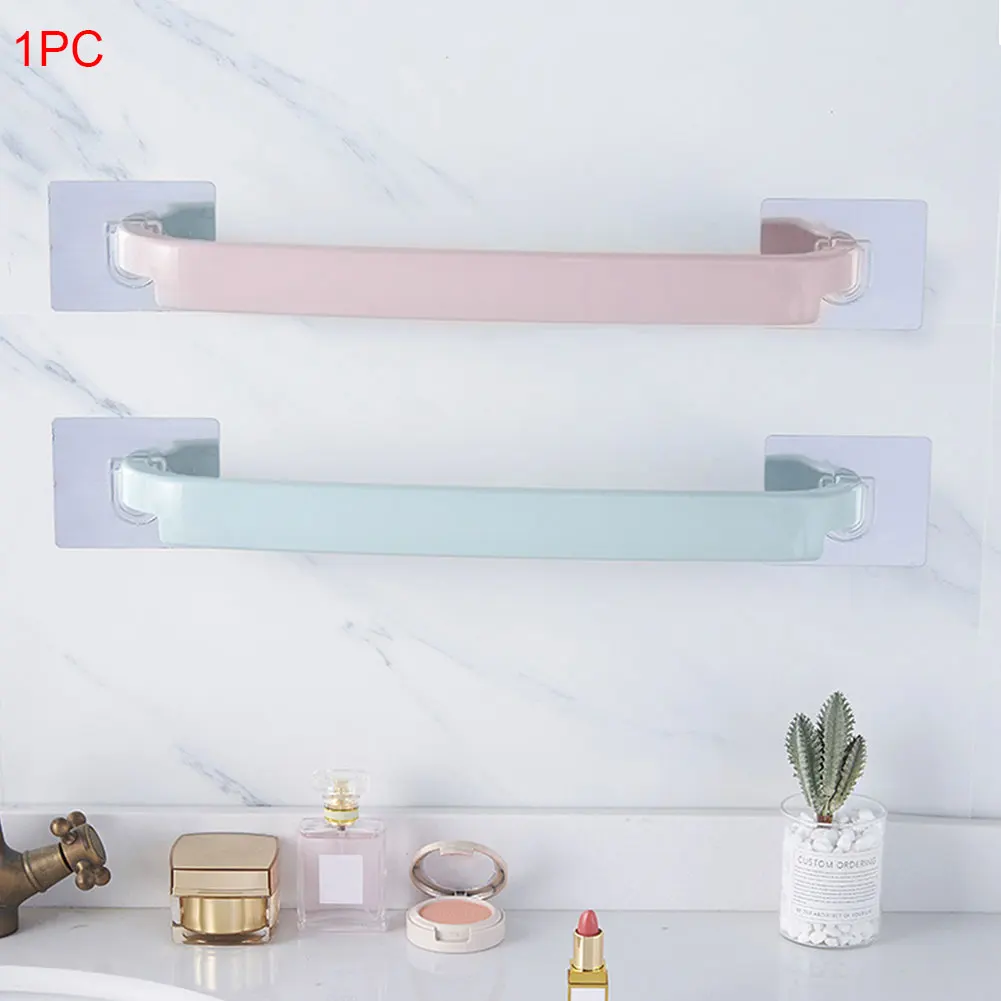 Plastic Bath Towel Holder Bathroom Towel Bar Kitchen Towel Punch free ...