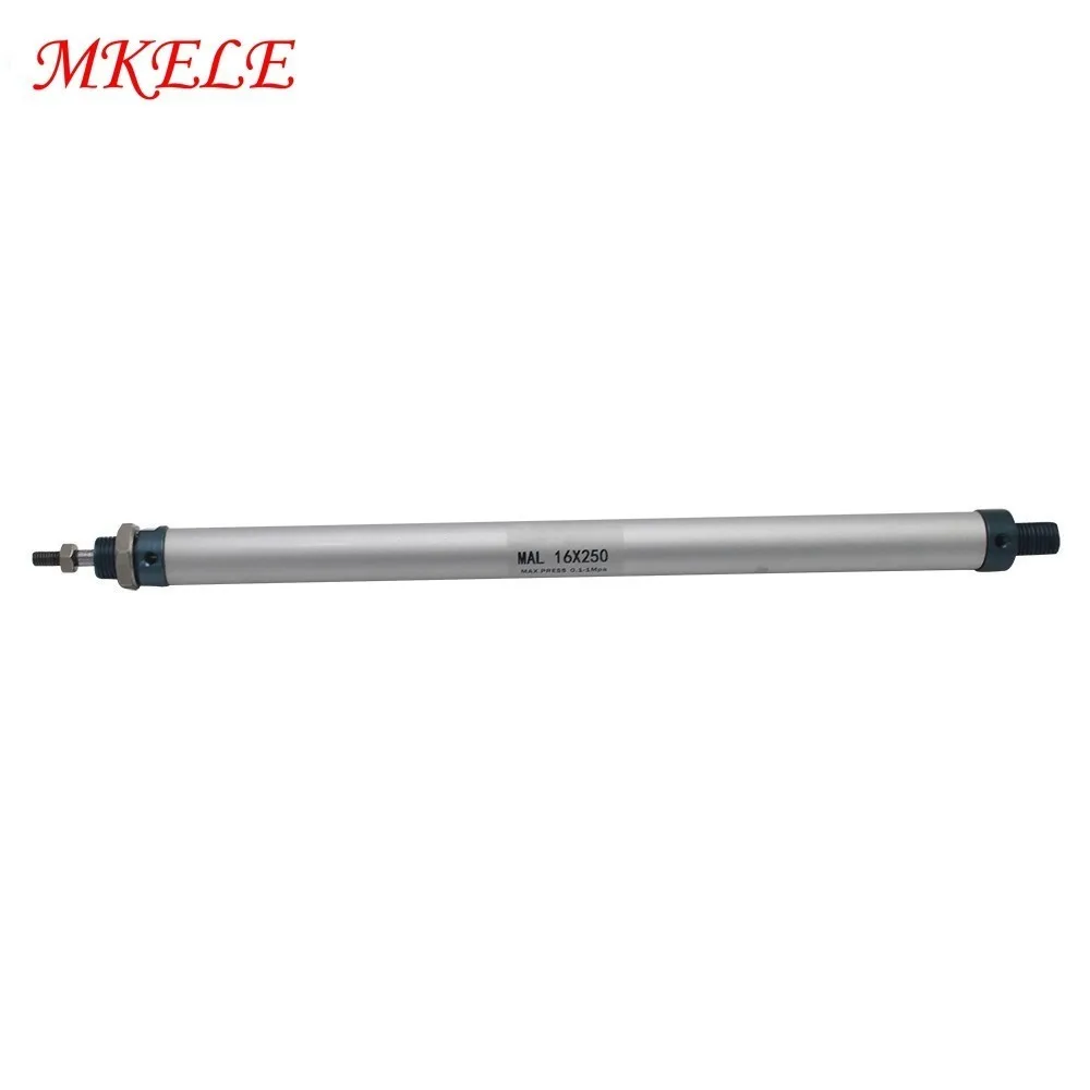 

16mm Bore 250 Stroke Mini Pneumatic Cylinder Air Cylinders Screwed Piston Rod Dual Action Aluminum Alloy Cylinder MAL16-250-CA