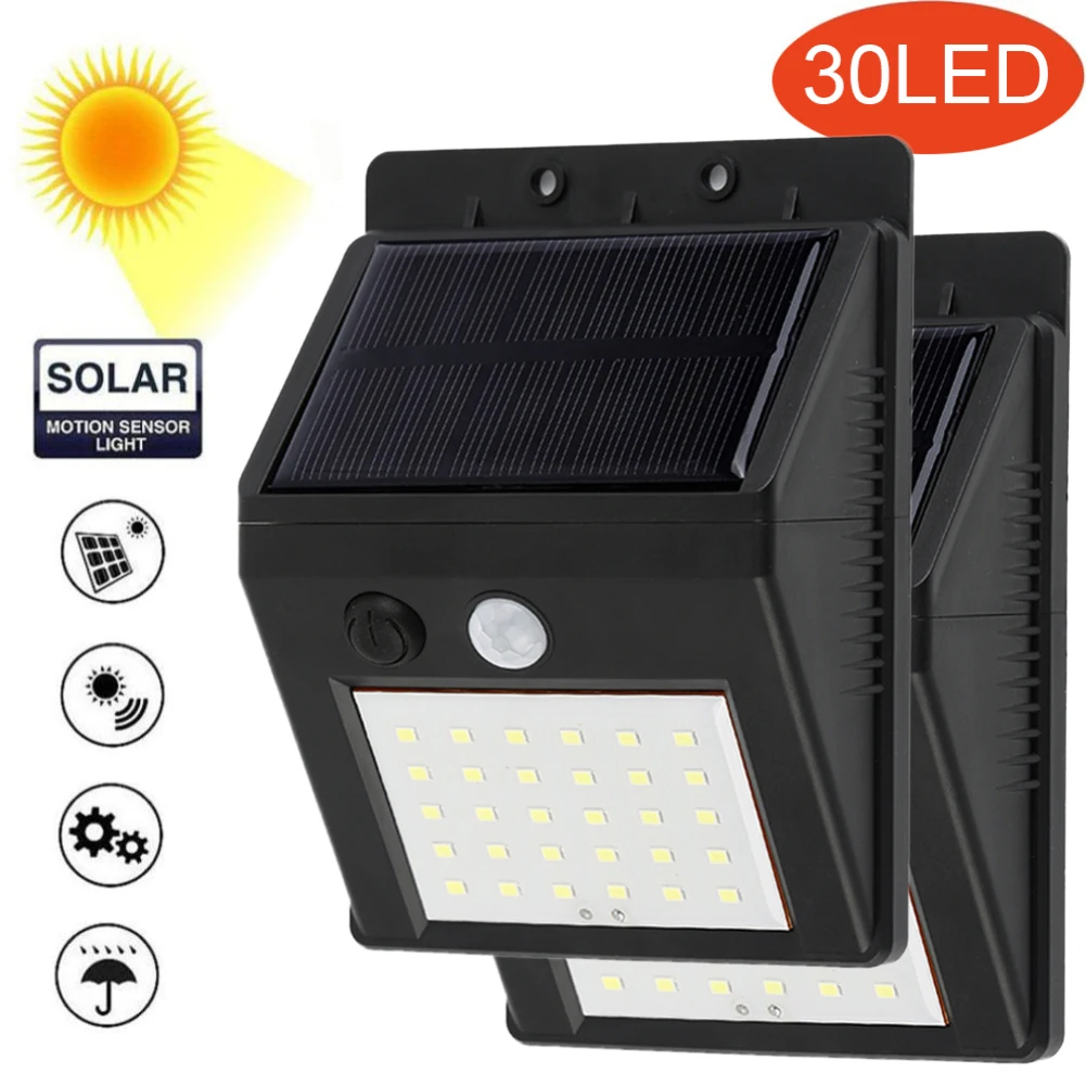 

30LED Solar Power Motion Sensor Wall Light Outdoor Waterproof Energy Saving Street Yard Home Garden Infrared Induction Wall Lamp