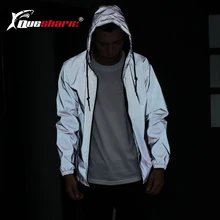 Женская Мужская Светоотражающая куртка для бега, толстовки, спортивные куртки в стиле хип-хоп, ветрозащитная ветровка с капюшоном, ФЛУОРЕСЦЕНТНОЕ пальто для скейтборда