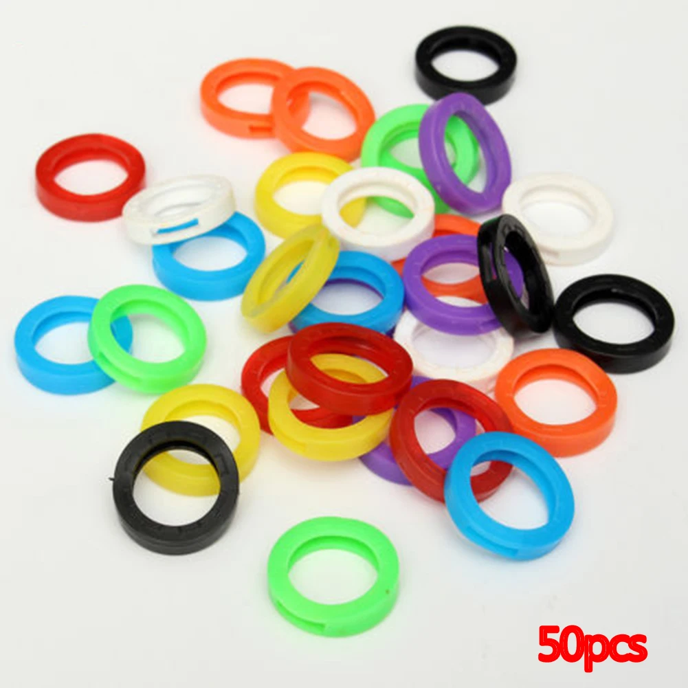 

50Pcs Bright Colors Hollow Multi Color Rubber Soft Key Locks Keys Cap Key Covers Topper Keyring