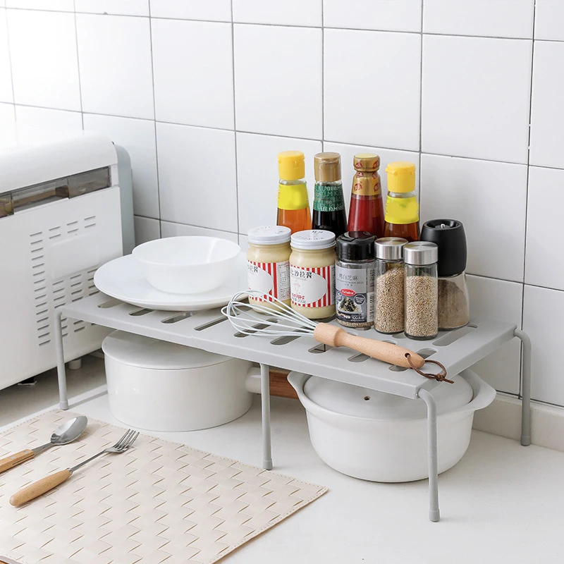 

Kitchen Retractable Shelf Multi-Function Finishing Small Shelf Desktop Storage Organizer Save Space Seasoning Rack Layered Sho
