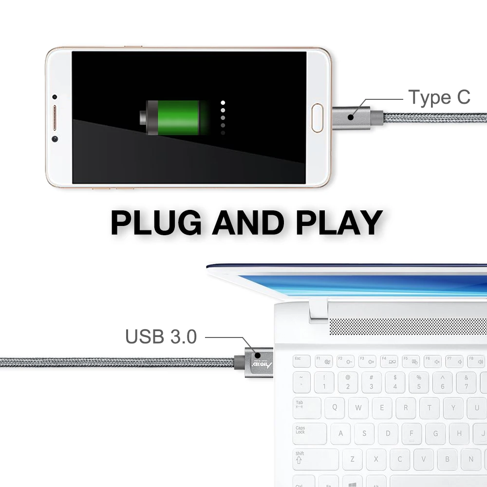 MAD GIGA USB Type C Cable, 2M Fast Charging Data Cable for Samsung Galaxy S8, S8 Plus, Huawei MateBook, 2M Charger Cord Set of 2 MAD GIGA USB Type C Cable, 2M Fast Charging Data Cable for Samsung Galaxy S8, S8 Plus, Huawei MateBook, 2M Charger Cord Set of 2