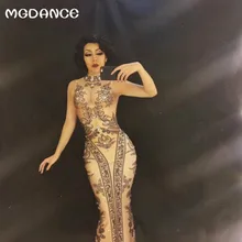 Новые длинные черные цветок сверкающими кристаллами Для женщин нарядные для ночного клуба Вечерние Bling Для женщин наряд диджея день рождения, празднование Костюмы