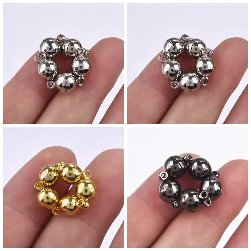 5pcs/Lot Alloy Magnetic Clasps Fit 6/8/10/12mm Leather Cord Bracelet Clasp Round Ball Buckle Jewelry Making DIY Jewelry Findings