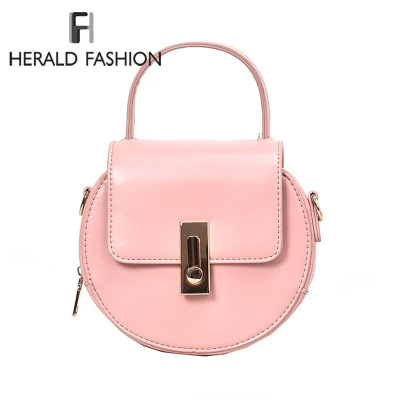 

Herald Fashion Circular Design Women Shoulder Bag Leather Female Round Handbag Chain Ladies' Crossbody Messenger Bags Bolsa Sac