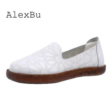 AlexBu Весна для женщин кожаные туфли-Лоферы женская повседневная обувь Элегантный квадратный каблук толстый модные новые тонкие туфли без шнуровк