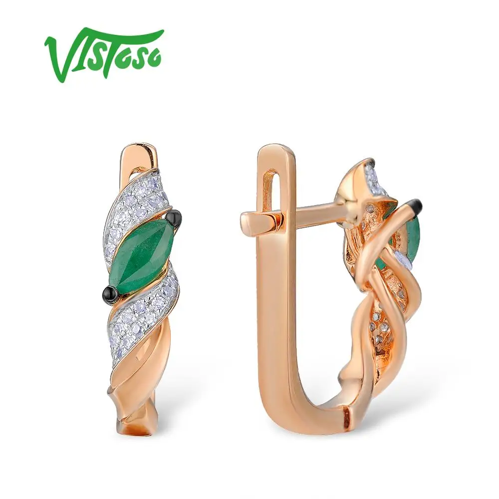 VISTOSO золотые серьги для женщин 14K 585 розовое золото Гламурные элегантные