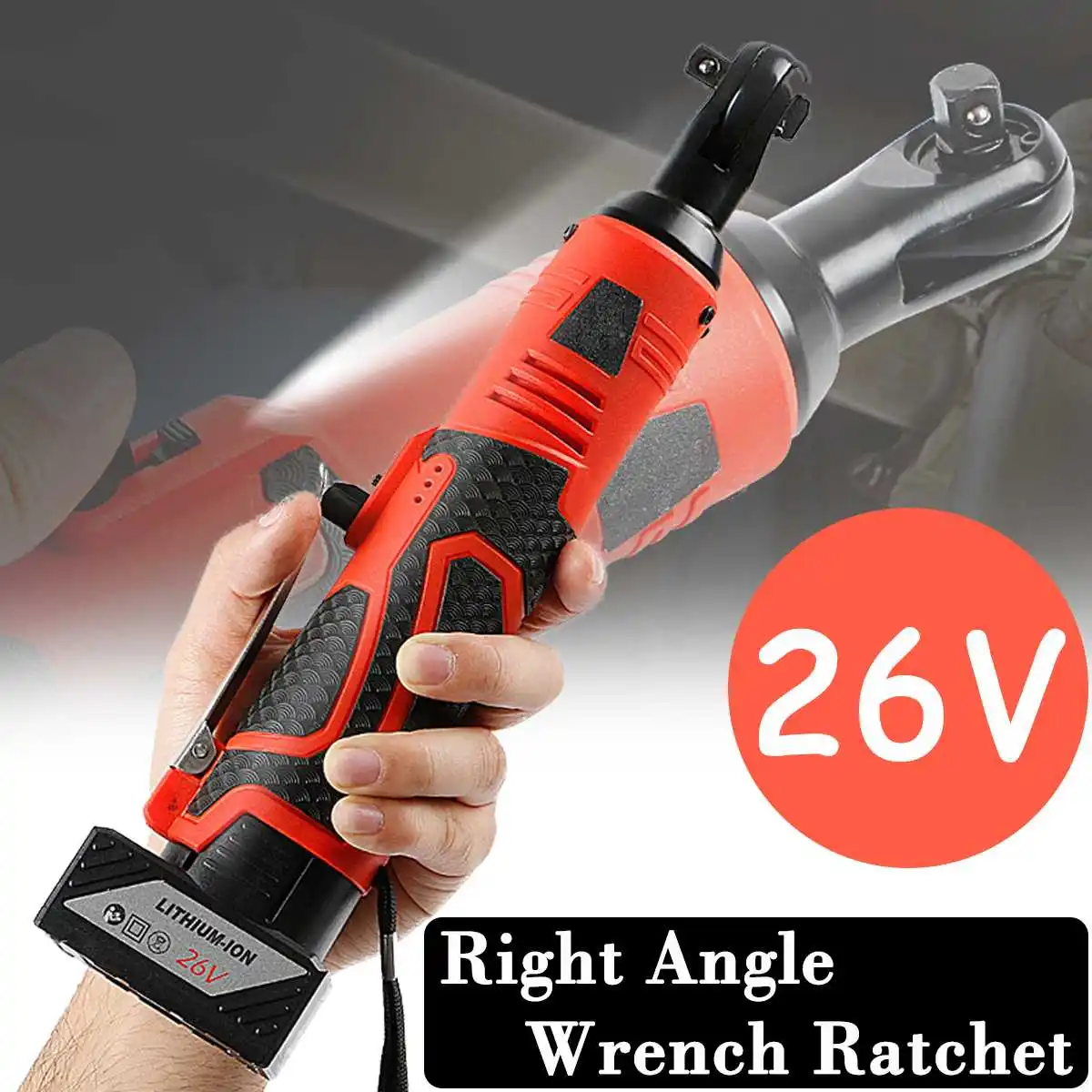 

26V/12V Cordless Electric Wrench 3/8 Inch Electric Ratchet Wrench Lithium Battery Right Angle Wrench+Led Light Car Repair Tools
