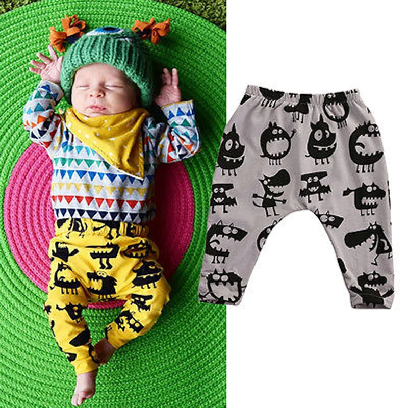 Модные длинные Хлопковые Штаны для новорожденных мальчиков и девочек повседневные леггинсы повседневные брюки для детей 0-3 лет