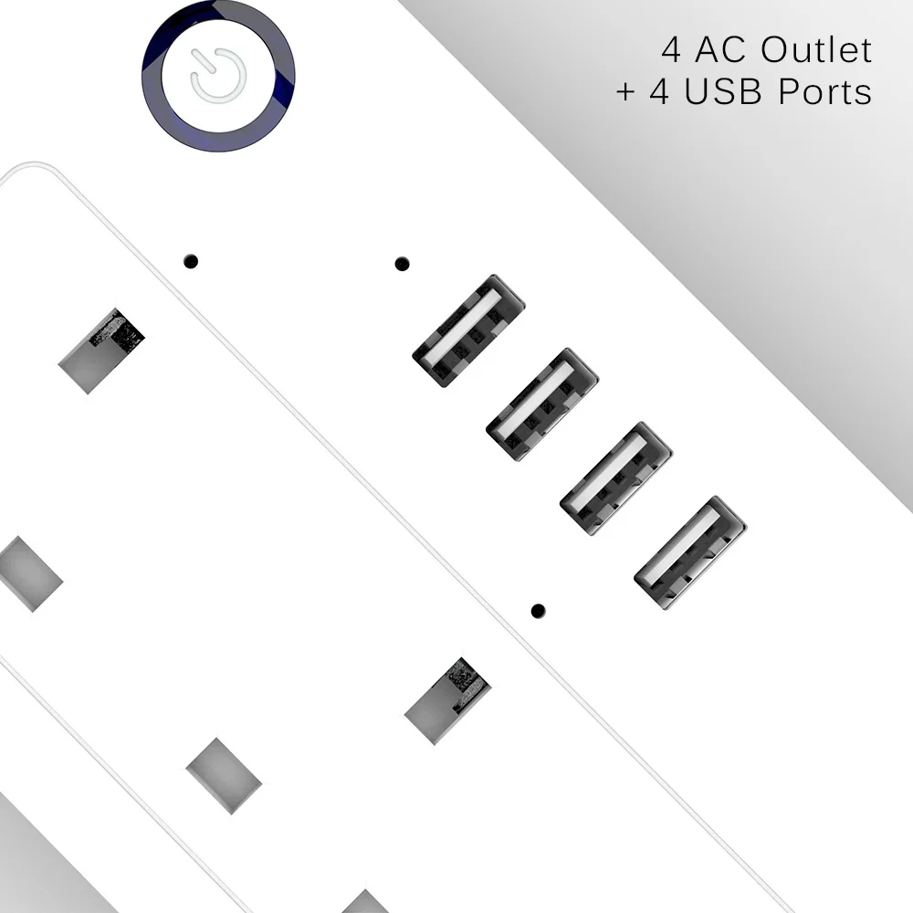 Wifi Smart power Strip 4 розетки ЕС розетка с USB 4 зарядным портом, приложение Голосовое управление работает с Alexa Google Home Assistant