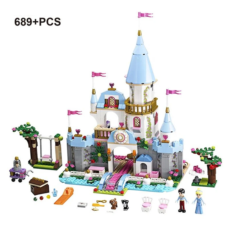 

9 Style Princess Castle Building Blocks Cinderella Castle Mermaid Elsa Anna Building Figure Girl Bricks Compatible with Legoings