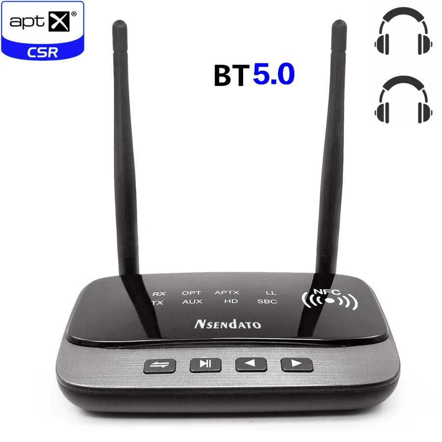 

80m Long Range bluetooth 5.0 Audio Transmitter Receiver Adapter for TV Low Latency aptX HD RCA AUX 3.5mm with NFC