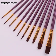 EZONE 10 шт. кисть для краски для акварель, масло, живопись красивый деревянный фиолетовый Handel Нейлоновая Щетка для волос гуашь акрил ручка для рисования