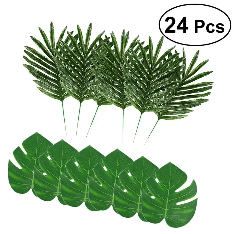 

Artificial Luau Hawaiian Palm Leaves Hibiscus Flowers Party Supplies for Traval Luau Party Beach Decorations Festival