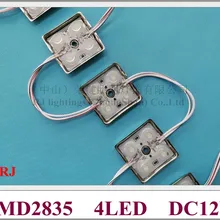 С объективом светодиодный модуль SMD 2835 Светодиодный модуль для знак канал надпись DC12V SMD2835 4 светодиодный 1,2 Вт 120lm 38 мм* 38 мм* 8 мм IP65