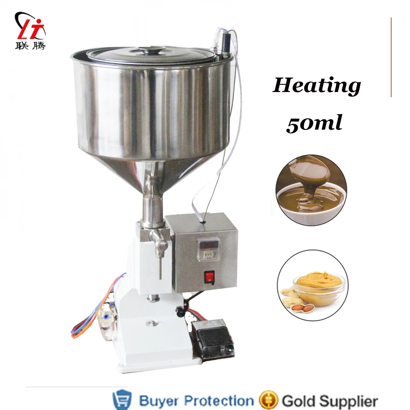 

Heating Hopper Pneumatic Filling Machine 5-50ml Cream Food Paste Dispensing Peanut Butter Packaging Equipment Free Shipping