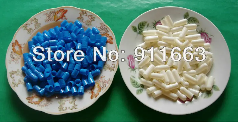 Empty Capsules 1,000pcs/bag 00#,0#,1# 2#,3#,4# Blue-White Hard Gelatin Empty Capsule Pill Granule Packaging