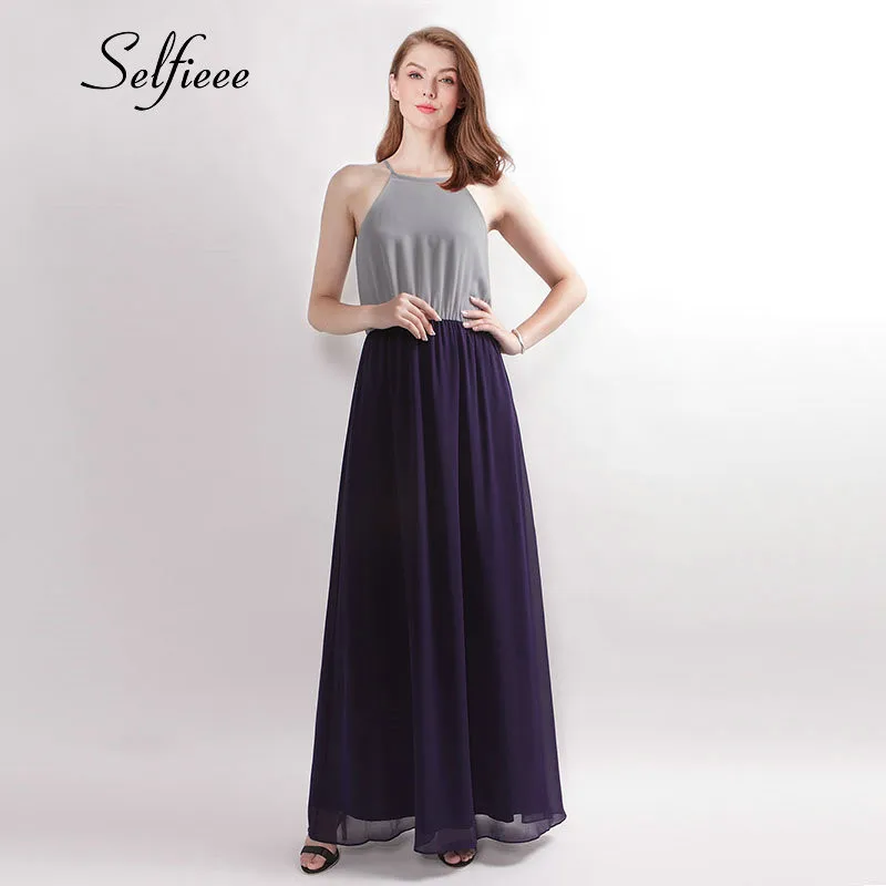 

New Fashion Casual Summer Dress Women Robe Femme Longue Simple O Neck Off Shoulder Long Maxi Dress Grey Beach Women Dress 2019