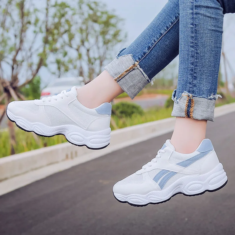 

Women's sports shoes 2019 fashion casual shoes ladies comfortable breathable white flat bottom ladies platform sports shoes y587