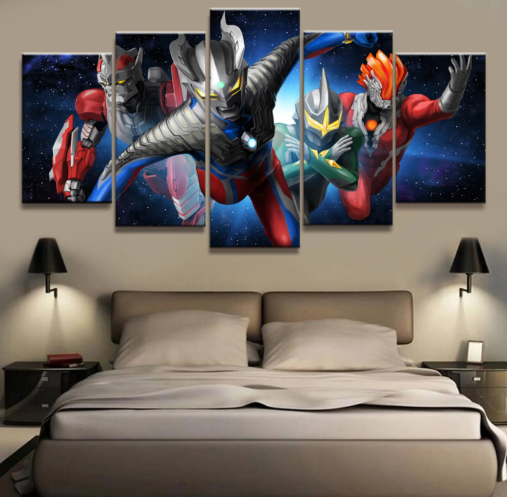 

Home Decor Canvas 5 Panels Ultraman Zero Anime Monster War Cartoon Piece Poster Picture Wall Decoration Painting Wholesale
