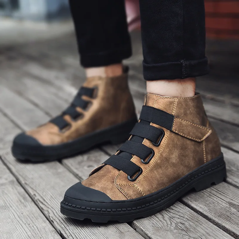 Autumn Genuine Leather Boots Men 2018 Classic All Black High Quality Shoes Fashion Students High Top Skate Shoes for Male 39-44