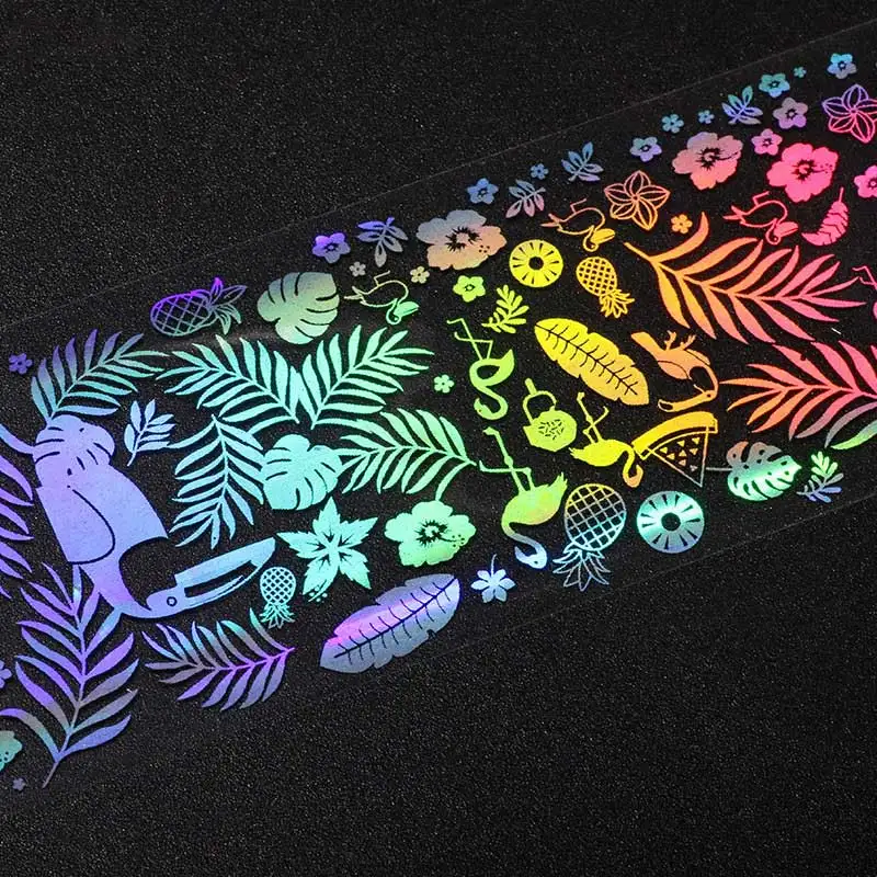 

BeautyBigBang Nail Sliders Art 1 Roll 4*100cm Laser Retro Flowder Water Decals Transfer Star Design for Nail Foil Nail Sticker