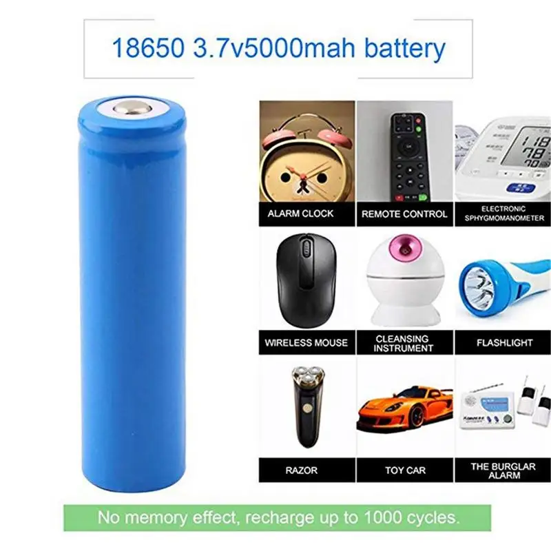 Безопасная перезаряжаемая батарея 18650 Li Ion 5000mAh 3 7 V для светодиодного фонарика